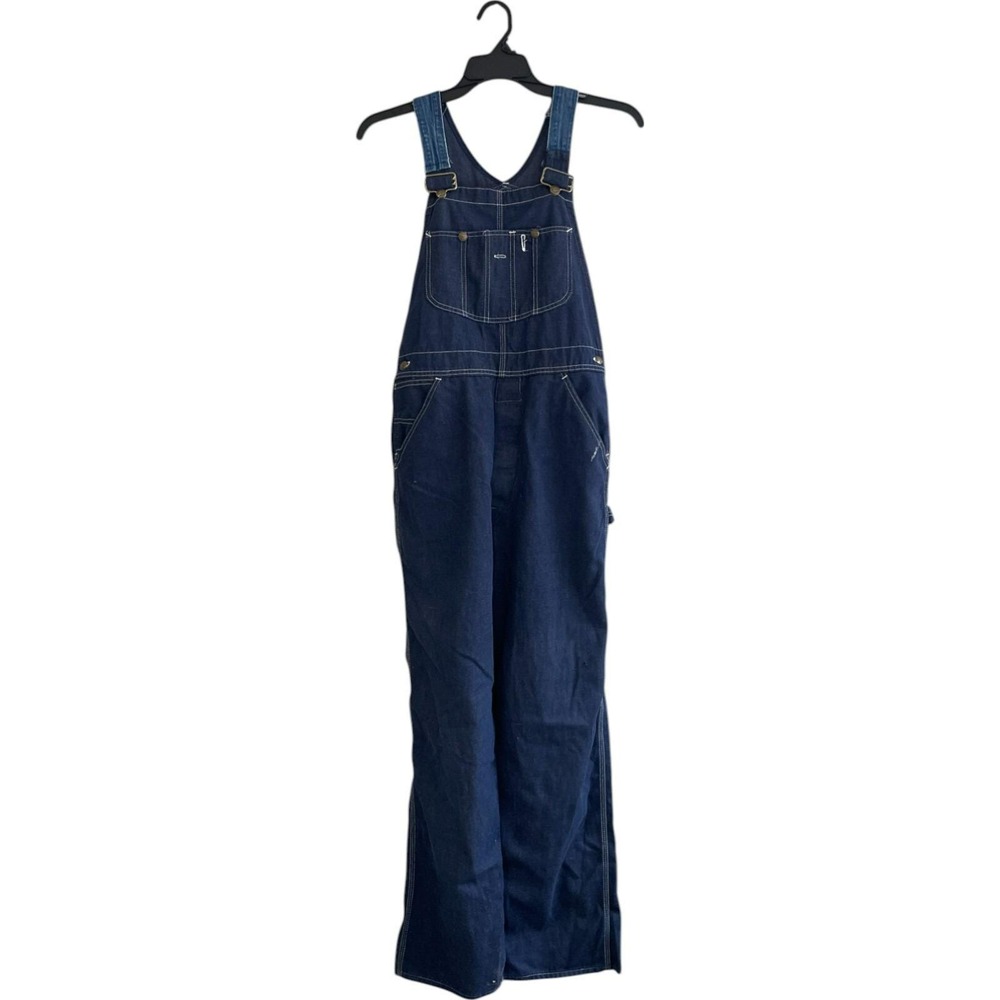 Sears Bib Overalls Unisex 34x32 Vtg Blue‎ Painters Carpenters Perma-prest  Denim - Picture 2 of 6
